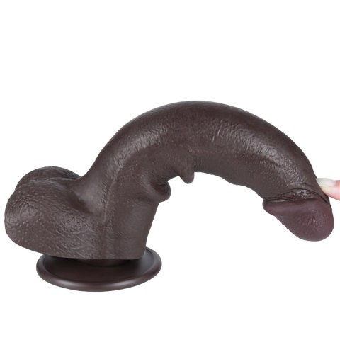 Czarne realistyczne dildo 8,5 cala z podwójną warstwą i przesuwną skórą
