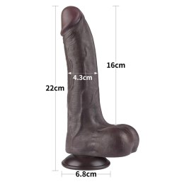8.5'' Dildo z Ruchomą Skórą i Podwójną Gęstością - Realistyczne, Czarne