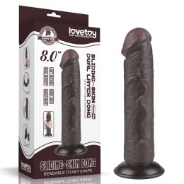 8-calowe Realistyczne Dildo z Ruchomą Skórą i Podwójną Gęstością – Czarne