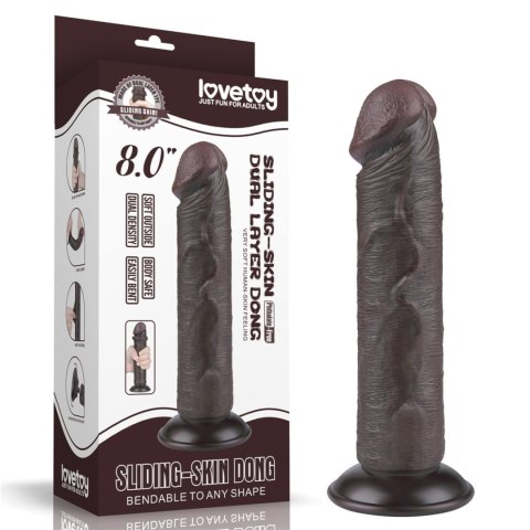 8-calowe Realistyczne Dildo z Ruchomą Skórą i Podwójną Gęstością – Czarne