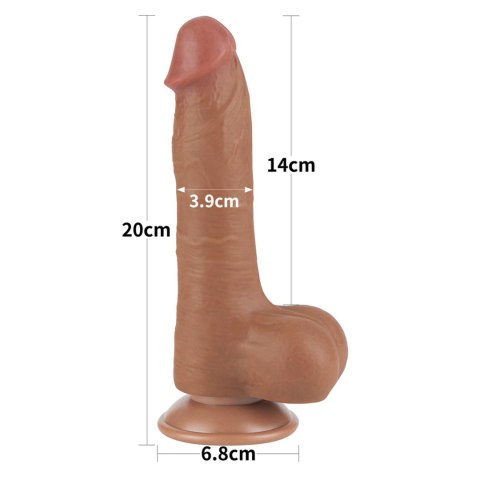 8-calowe Brązowe Dildo Realistyczne z Podwójną Warstwą i Przesuwną Skórą