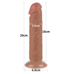 Realistyczne Dildo 8'' z Przesuwną Skórą i Podwójną Warstwą, Brązowe