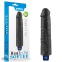 Realistyczne Wibrujące Dildo TPE Real Softee 24 cm, Ładowane USB, Czarne