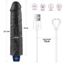 Realistyczne Wibrujące Dildo TPE Real Softee 24 cm, Ładowane USB, Czarne