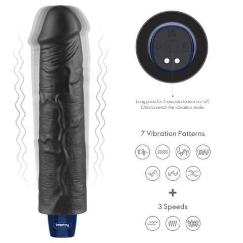 Realistyczne Wibrujące Dildo TPE Real Softee 24 cm, Ładowane USB, Czarne
