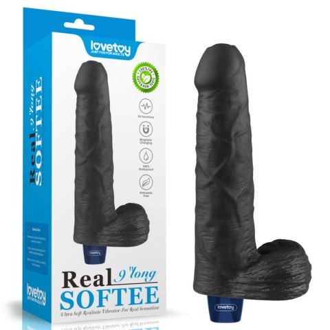 Realistyczny Wibrator Dildo Softee TPE 23 cm – Ładowany USB (Czarny)