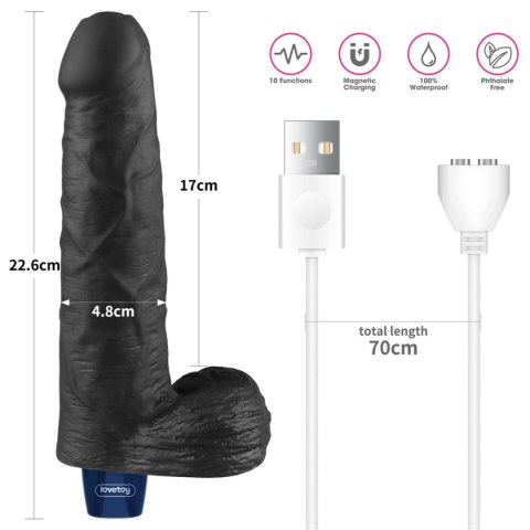 Realistyczny Wibrator Dildo Softee TPE 23 cm – Ładowany USB (Czarny)