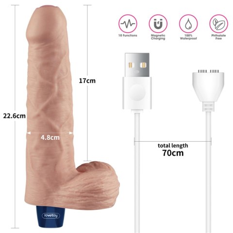 REAL SOFTEE – Realistyczne Dildo Wibrujące z TPE, Ładowalne, 23 cm (Cieliste)