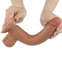 9'' Realistyczne Dildo Brązowe z Ruchomą Skórą i Podwójną Warstwą