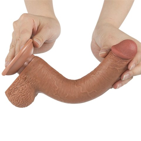 9'' Realistyczne Dildo Brązowe z Ruchomą Skórą i Podwójną Warstwą