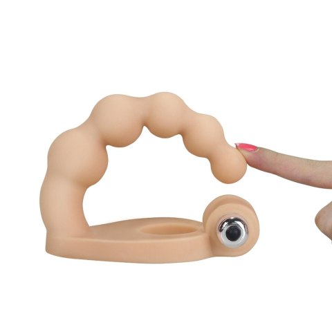 Ultra Miękki Pierścień Erekcyjny z Dildo 6.5'' i Koralikami Stymulującymi