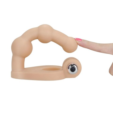 Ultramiękki pierścień erekcyjny z guzkowym dildo i wibratorem 6 cali