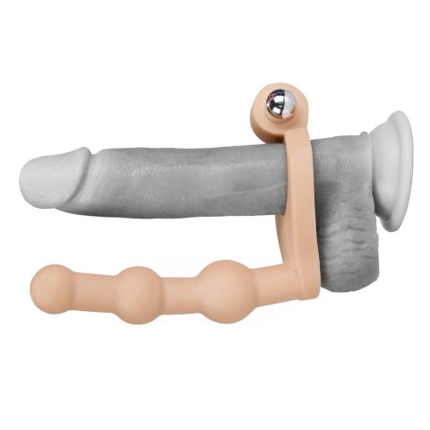 Ultramiękki pierścień erekcyjny z guzkowym dildo i wibratorem 6 cali