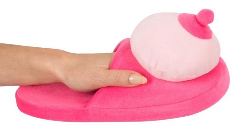 Zabawne pluszowe kapcie "Biust" – różowe