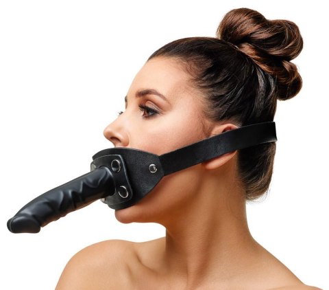 Wyrafinowany Skórzany Knebel z Dildo 'Penis'