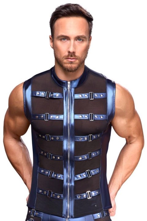 Zmysłowy Męski Top z Zamkiem i Ćwiekami, 2XL