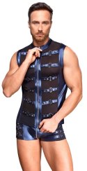 Zmysłowy Męski Top z Zamkiem i Ćwiekami, 2XL