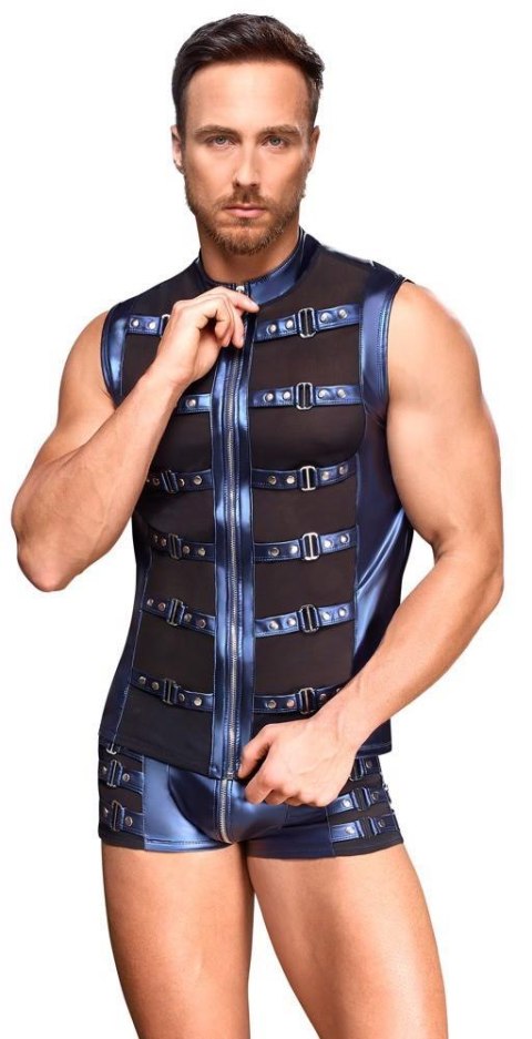 Zmysłowy Męski Top z Zamkiem i Ćwiekami, 2XL