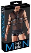 Męska koszulka bondage z uprzężą i wiązaniami - M