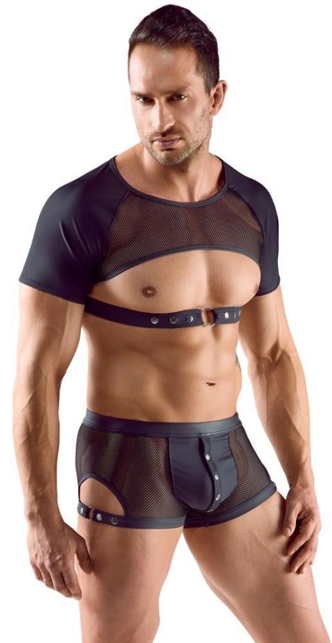 Zmysłowy Męski Crop Top z Siateczką S