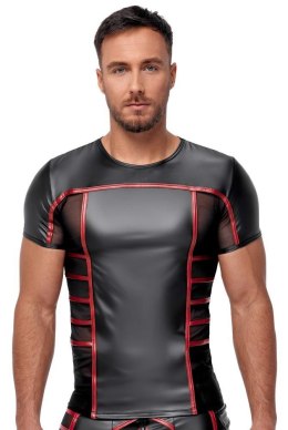 Męska Koszulka Erotyczna z Krótkim Rękawem – Czarno-Czerwona (Rozmiar L)