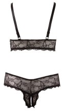 Elegancki czarny komplet: biustonosz i stringi, rozmiar 2XL