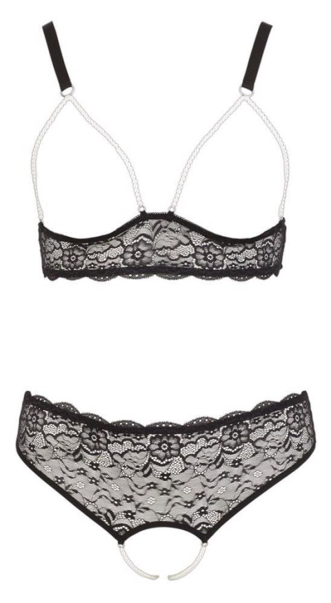 Elegancki Komplet Perłowy, Czarny, Rozmiar 4XL