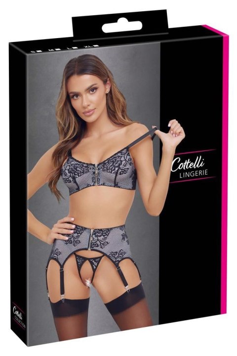 Zmysłowy Komplet Bielizny z Suwakami Cottelli LINGERIE: Biustonosz, Pas i Stringi