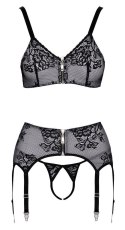 Zmysłowy Komplet Bielizny z Suwakami Cottelli LINGERIE: Biustonosz, Pas i Stringi