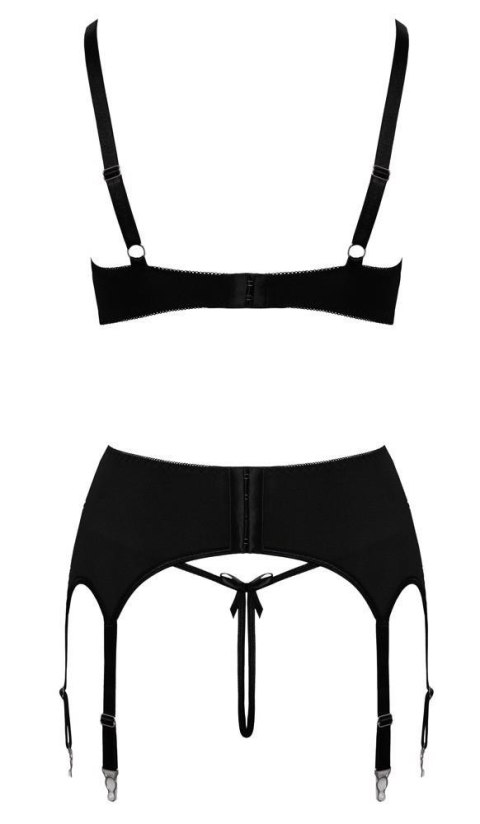 Zmysłowy Komplet Bielizny z Suwakami Cottelli LINGERIE: Biustonosz, Pas i Stringi