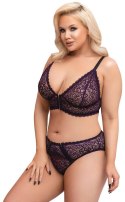 Zmysłowy koronkowy komplet bielizny Cottelli CURVES, fioletowy, 3XL