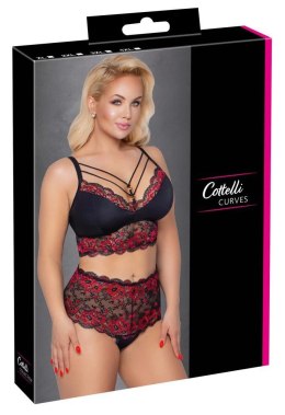 Elegancki komplet bielizny Cottelli CURVES: Biustonosz i Majtki, czarno-czerwony, XL