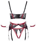 Zmysłowy komplet open-cup Cottelli BONDAGE w czerni i czerwieni, rozmiar S
