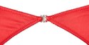 Czerwony komplet bielizny z biustonoszem typu shelf bra i otwartymi stringami