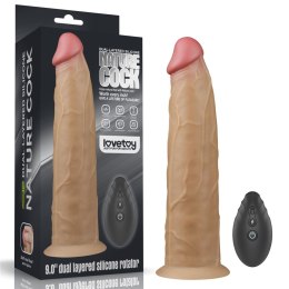 Dwuwarstwowy realistyczny wibrator obrotowy z silikonu platynowego, 22,8 cm