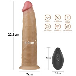Dwuwarstwowy realistyczny wibrator obrotowy z silikonu platynowego, 22,8 cm
