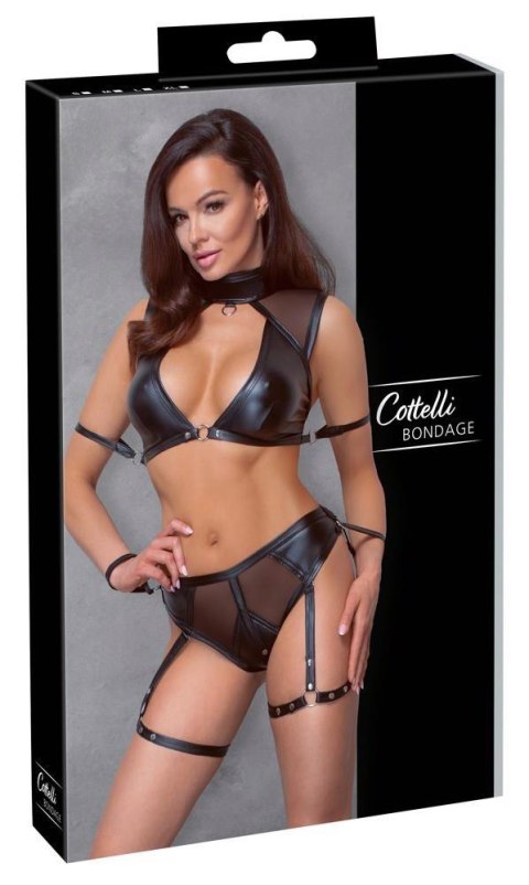 Zmysłowy komplet bondage Cottelli: Top i majtki – czarny XL