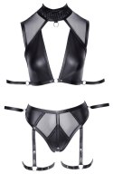 Zmysłowy komplet bondage Cottelli: Top i majtki – czarny XL