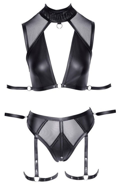 Zmysłowy komplet bondage Cottelli: Top i majtki – czarny XL