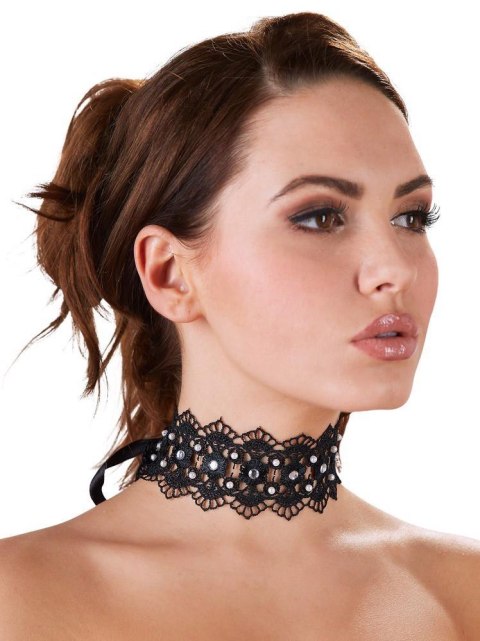 Zmysłowy Haftowany Choker z Dżetami