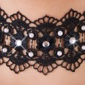 Zmysłowy Haftowany Choker z Dżetami