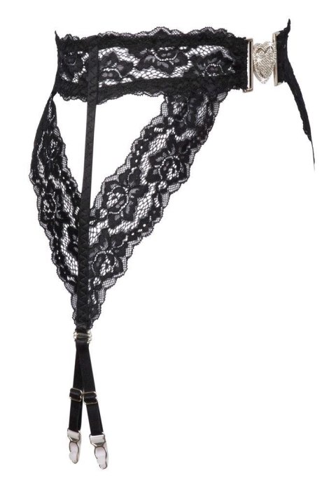 Elegancki pas do pończoch z koronką i ozdobnym sercem L/XL