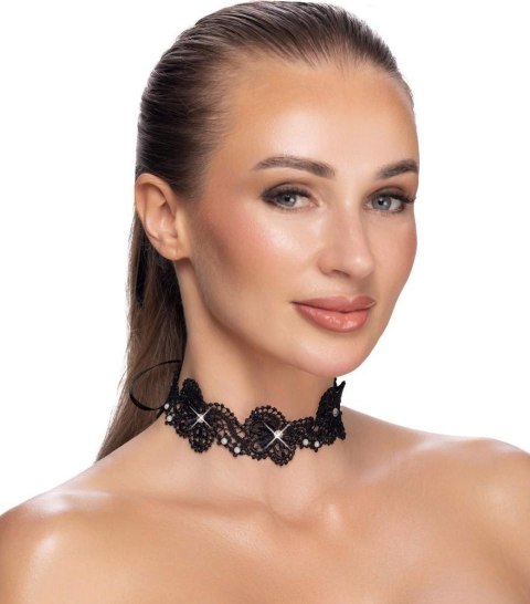 Zmysłowy Czarny Choker Koronkowy S-L