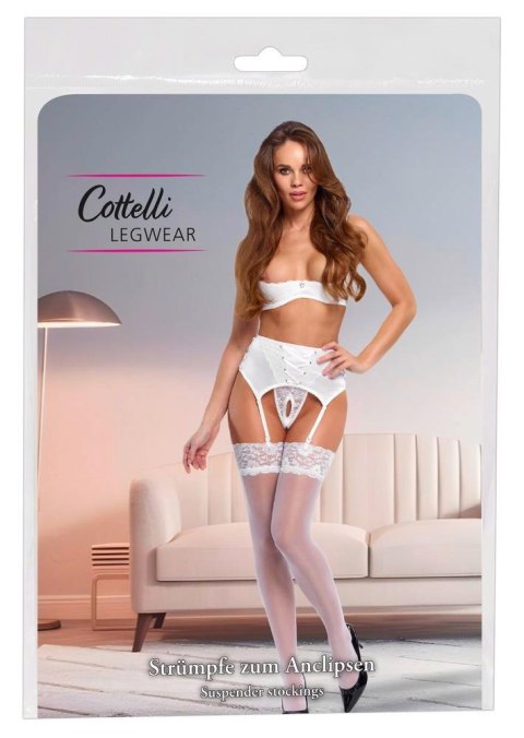 Eleganckie Białe Pończochy Cottelli LEGWARE - Rozmiar L