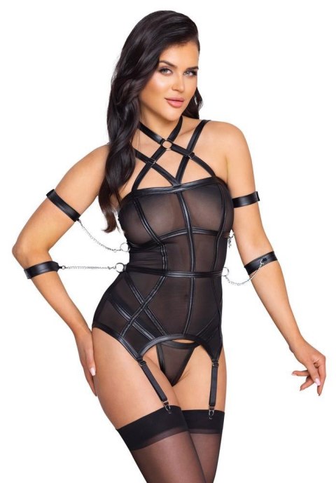 Zmysłowy Gorsetowy Komplet Bondage L
