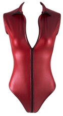 Zmysłowe body z suwakiem, czerwone, rozmiar L