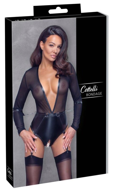 Eleganckie body bondage w kolorze czarnym, rozmiar S