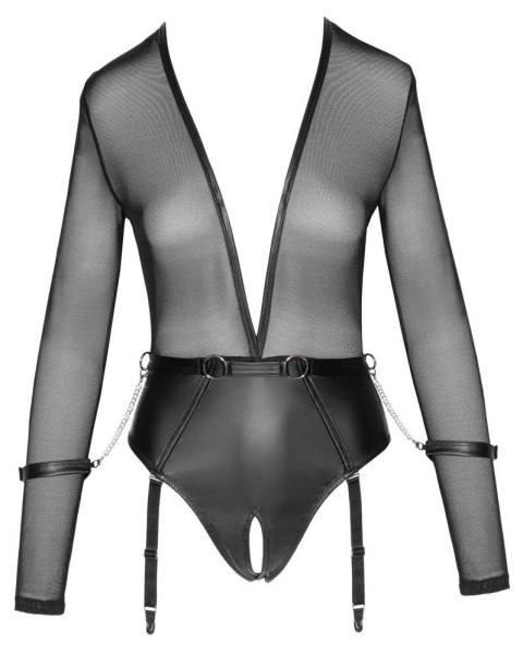 Eleganckie body bondage w kolorze czarnym, rozmiar S