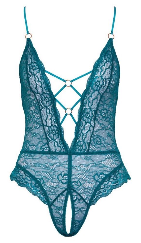 Zmysłowe body Ouvert Cottelli LINGERIE w odcieniu głębokiego turkusu