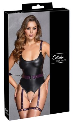 Erotyczne body Cottelli BONDAGE z pasem i kajdankami (rozmiar S)